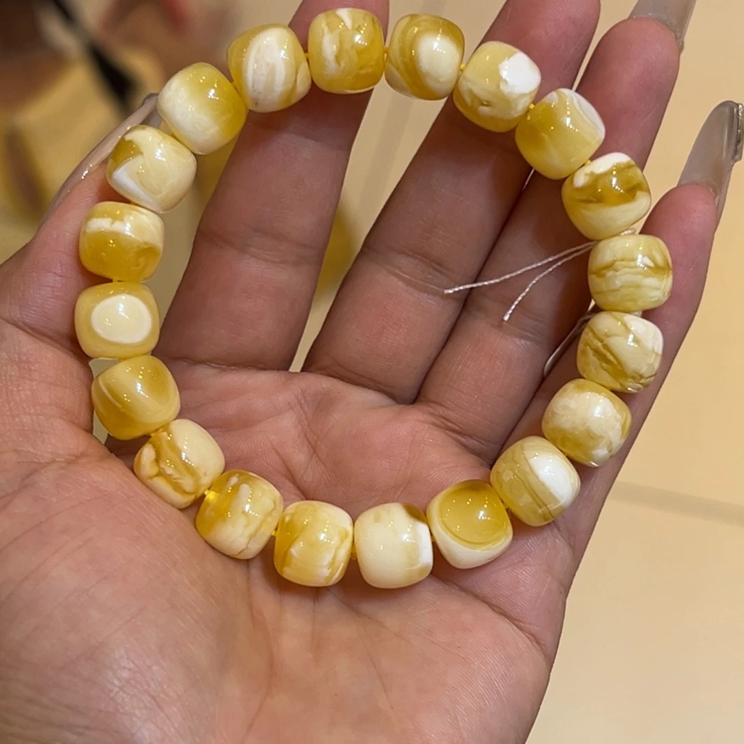 手链琥珀未镶嵌11➕金白老型手串