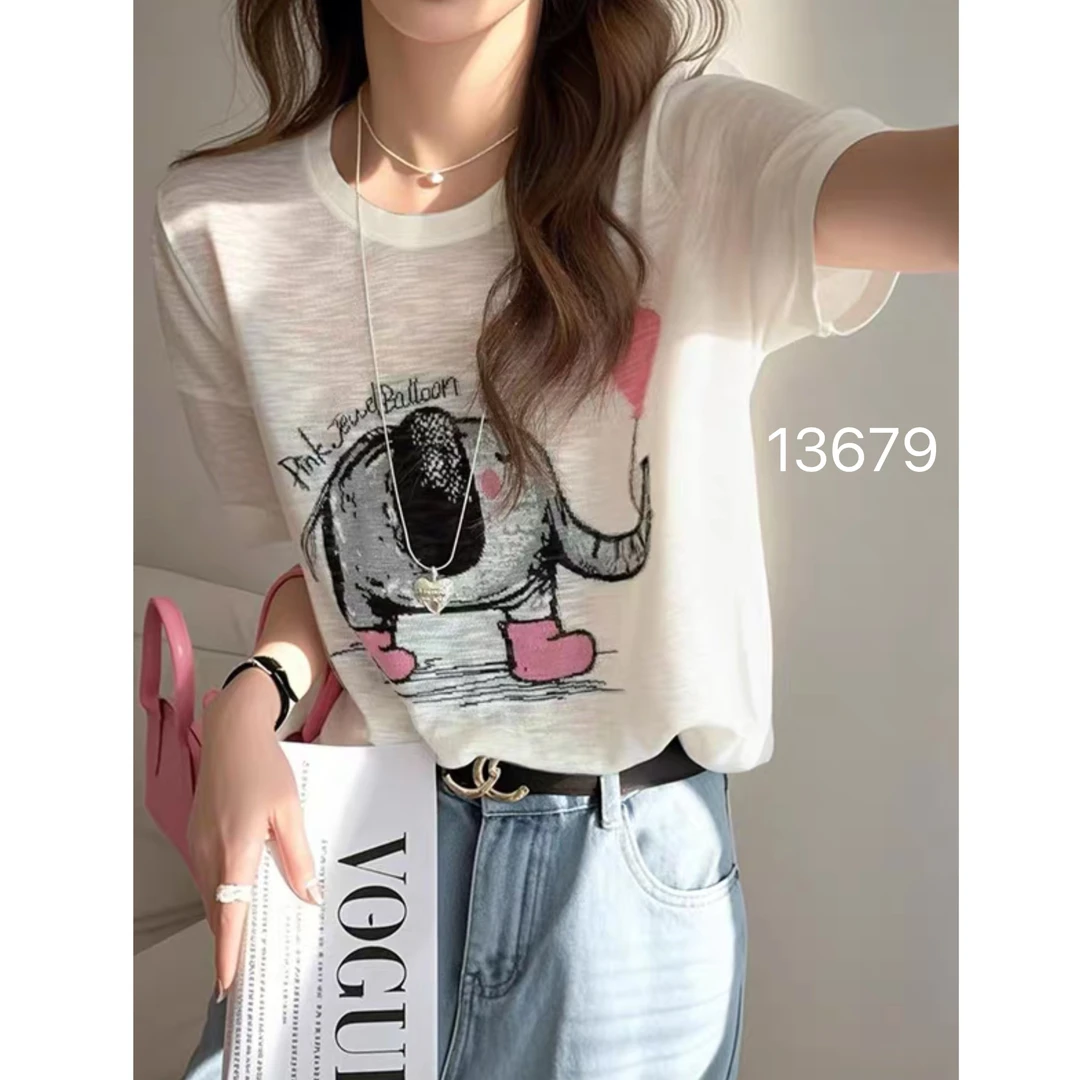 13679（部分无水洗唛，介意慎拍）WANGDAN新款大象气球针织短袖