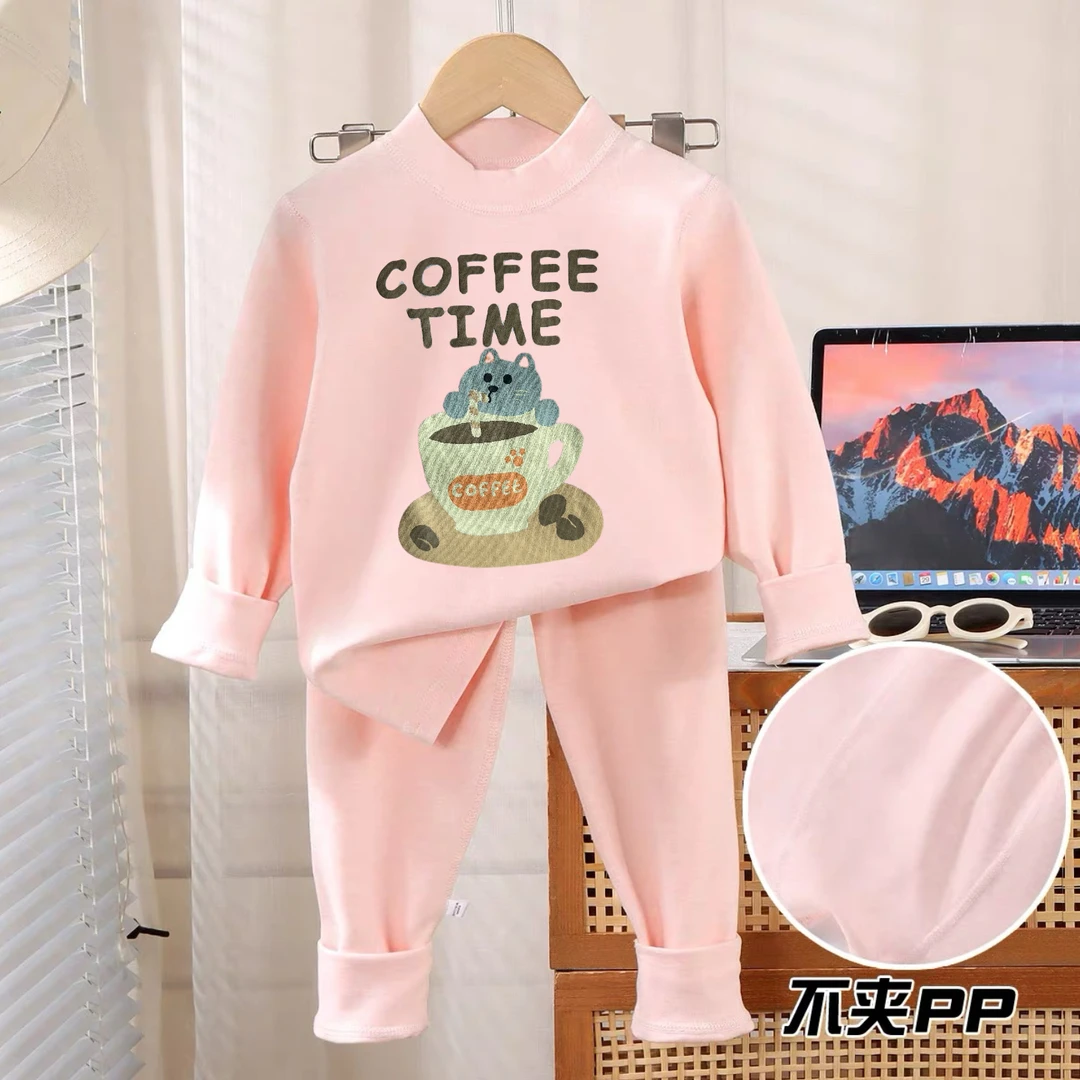 婴格朗迪S128卡通家居服男女童春秋冬长袖打底吸汗全棉秋衣套装