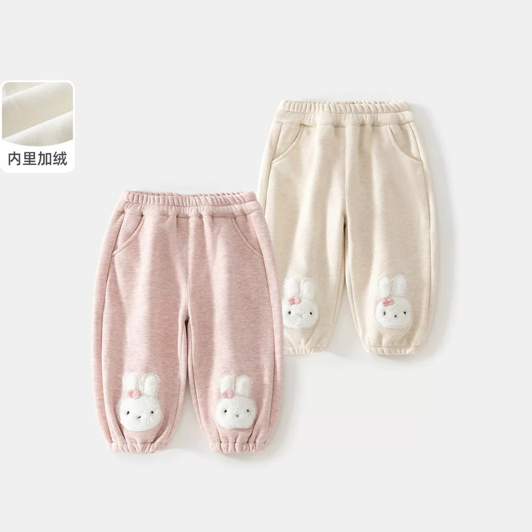 女童2025冬季新款运动卫裤儿童洋气休闲裤宝宝加绒束腿裤长裤