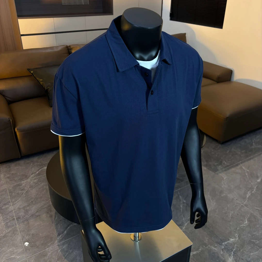 假两件POLO衫短袖高级健身运动收袖口T恤简约春夏休闲翻领上衣