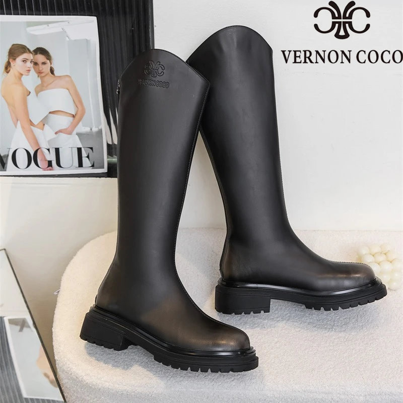 黑色秋冬女靴时装靴秋冬款平底女靴冬季加绒过膝长靴