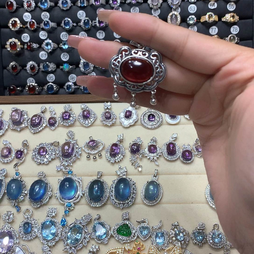 托帕石戒指银S925镶嵌笨**这