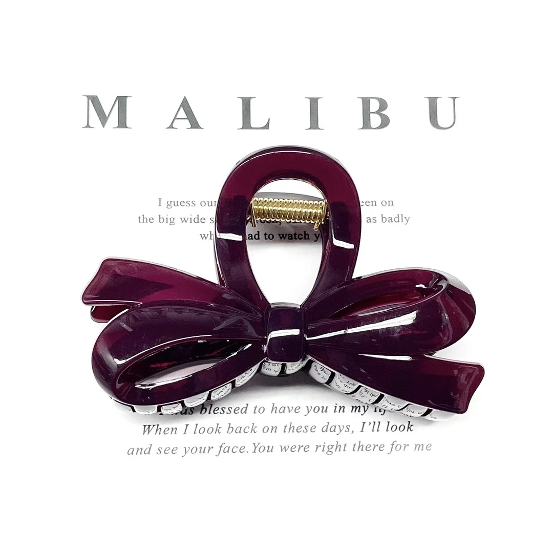 L467车厘子10.5cm新款高级感双层蝴蝶结大抓夹简约气质盘发夹发饰