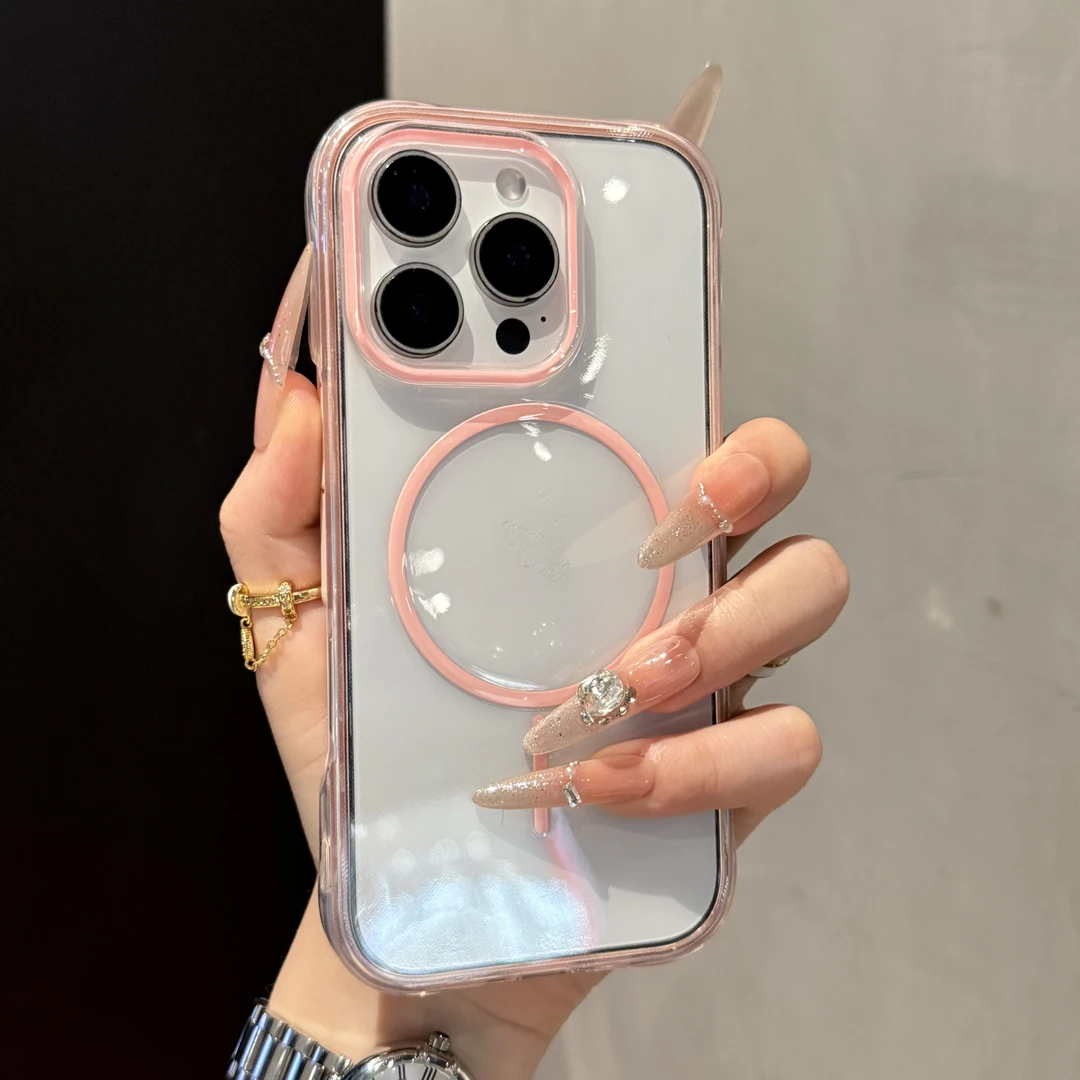 ins高颜值简约透明磁吸适用苹果16promax手机壳15promax简约14/13