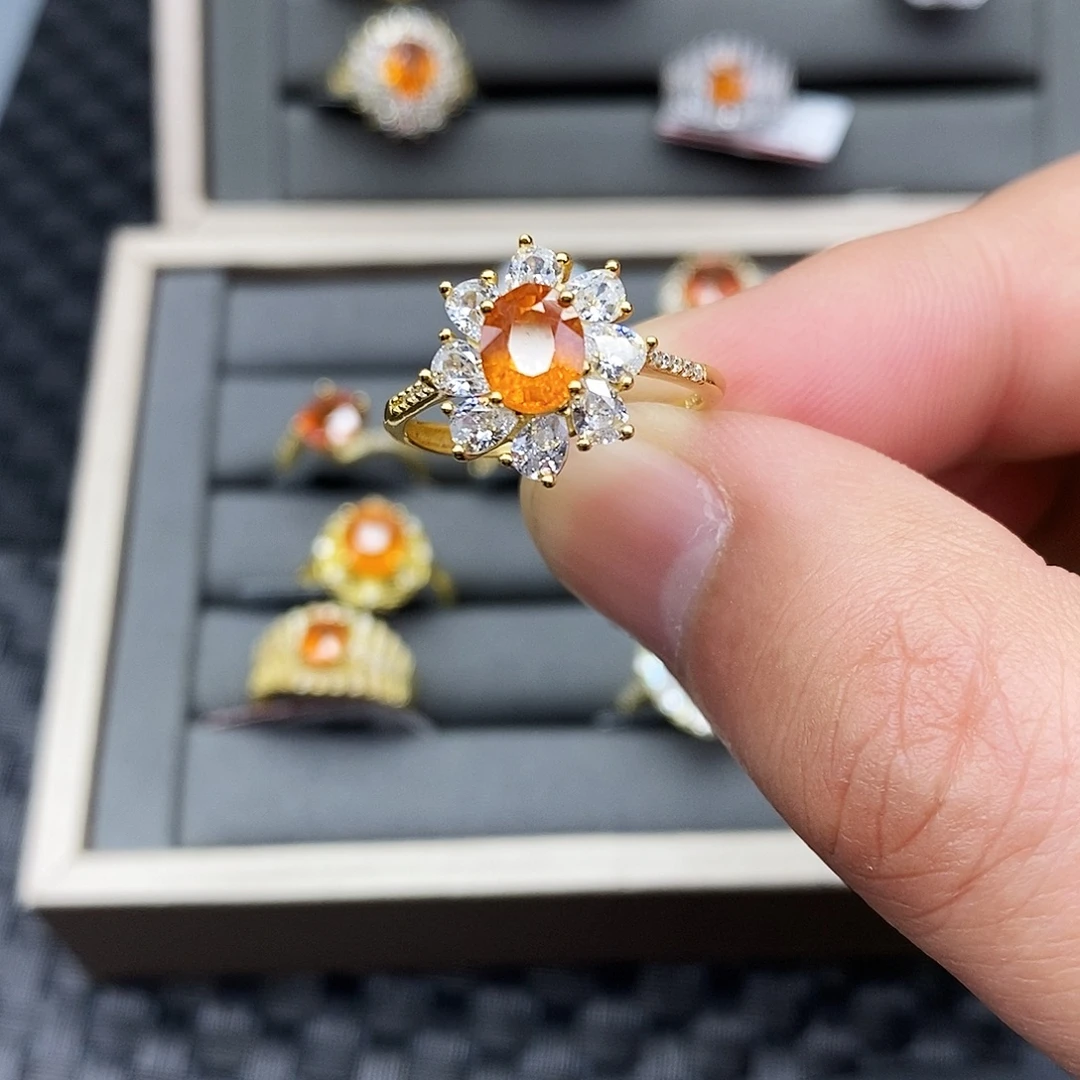 戒指银S925镶嵌石榴石