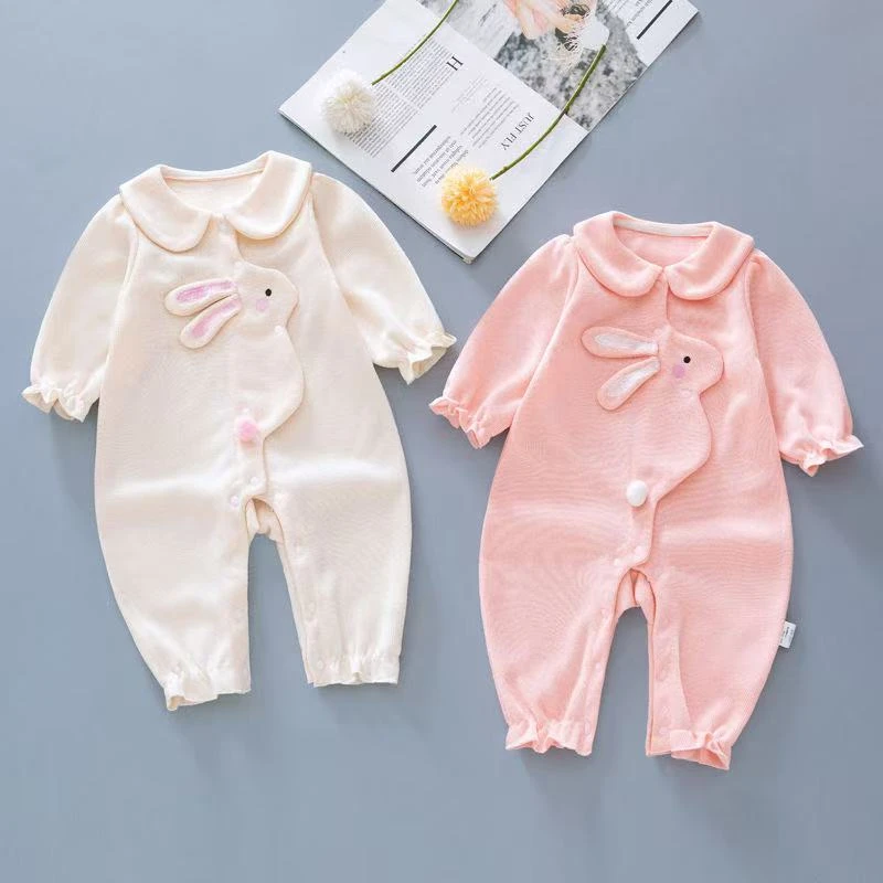 婴幼儿春秋长袖卡通小兔宝宝洋气连体衣秋冬婴儿新生儿