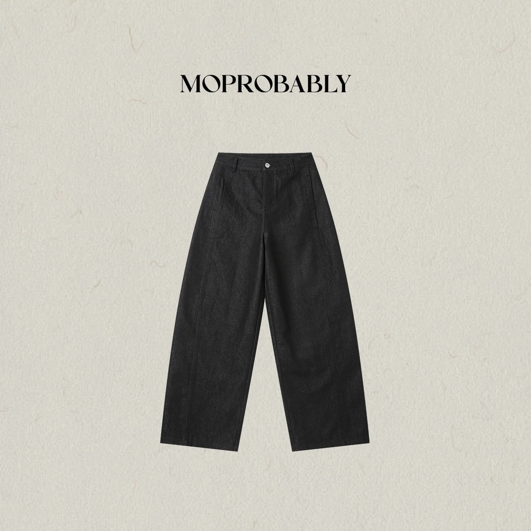 Moprobably李予诺「秋色」色织纱线高货老钱感香蕉牛仔裤L5473025