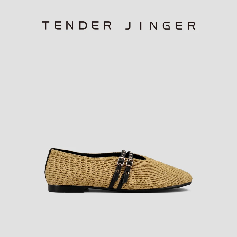 Tender Jinger拉菲草编织单鞋小皮鞋ZS0765