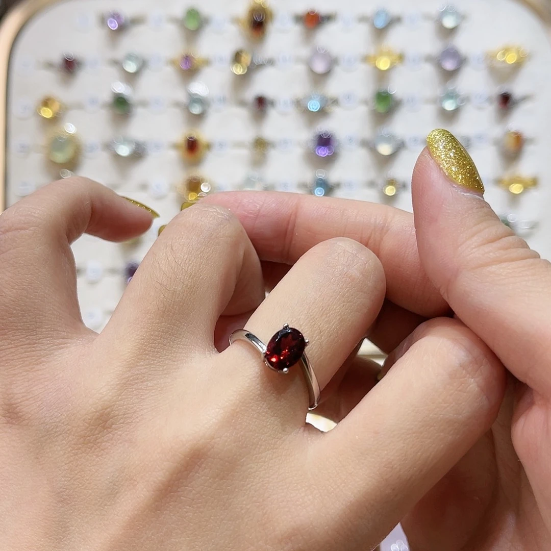 蛇纹石玉戒指银S925镶嵌