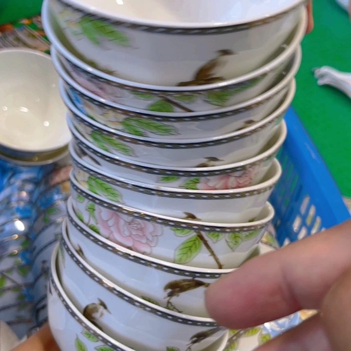 瓷片琴瑟碗十个4.5寸瑕疵