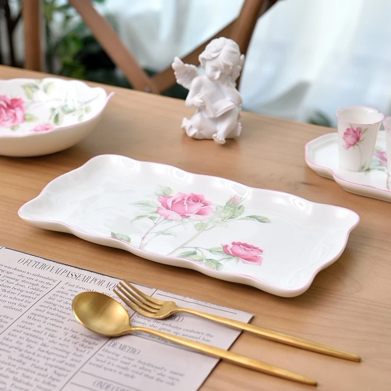 你好兔小姐（玫瑰）高骨瓷餐具家居陶瓷碗盘餐具家用饭碗家用盘子