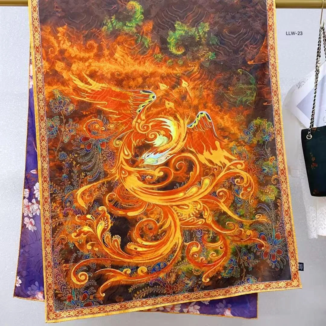 凤凰涅槃祥云龙鳞纹180*70祥云长巾