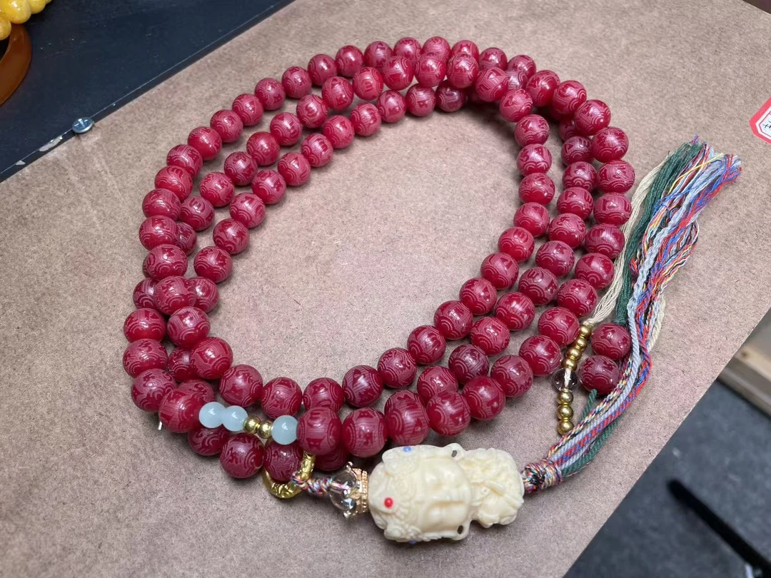 树莓粉多圈毛衣链 无礼盒 A028