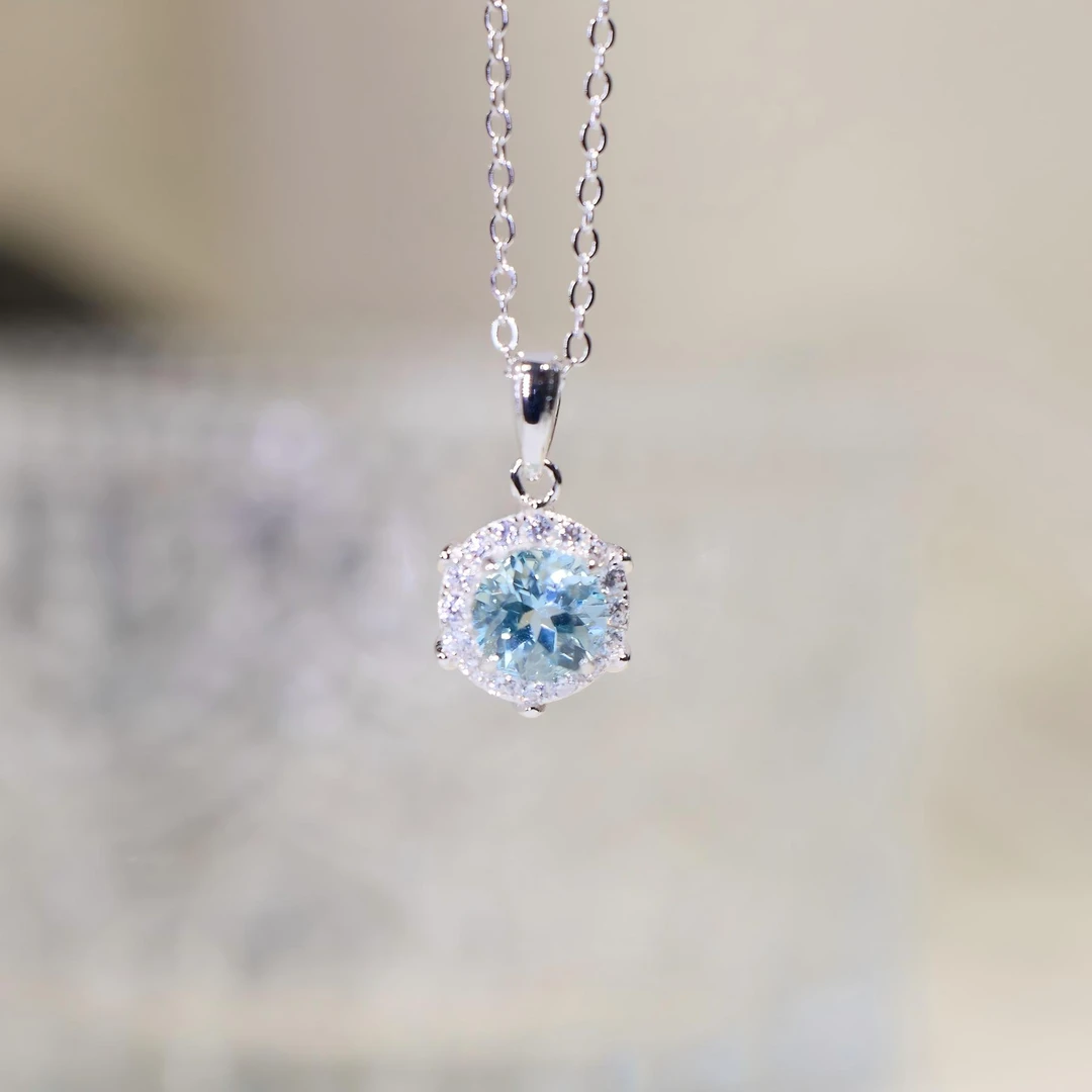 【歪歪】海蓝宝圆形项链（多样性发一）XB-H6002