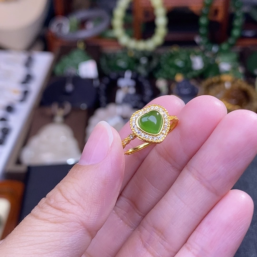 和田玉多样性发一 925.银碧玉戒指未镶嵌