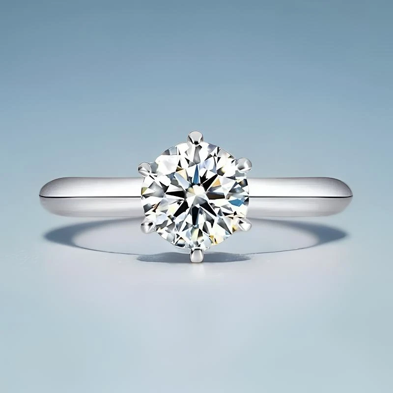 实验室培育钻石T家经典六爪IGI认证求婚情侣婚戒女款人造钻石