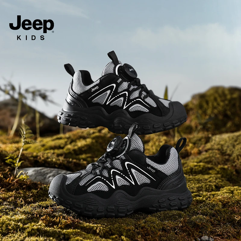 JEEP/吉普春秋新款户外夏季透气防滑网面软底休闲运动童鞋女童