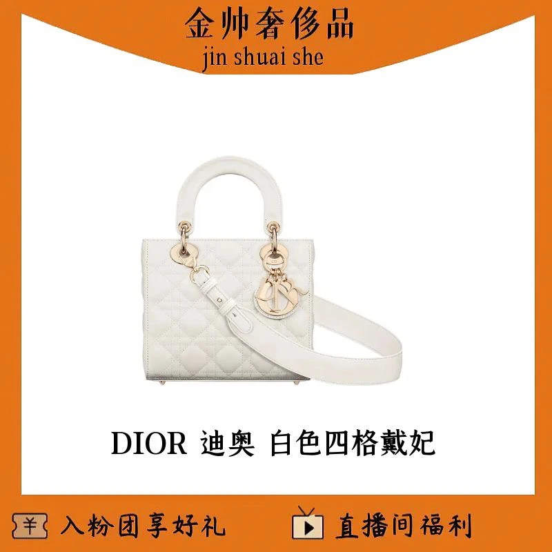 99新 DIOR/迪奥 白金四格戴妃/手提包/单肩包/B4614