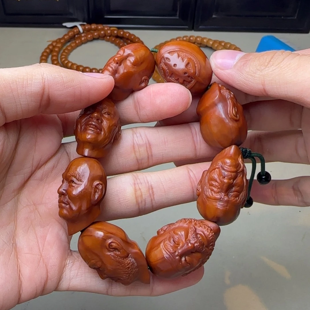 手串/手链橄榄核纯手工雕刻七星罗汉