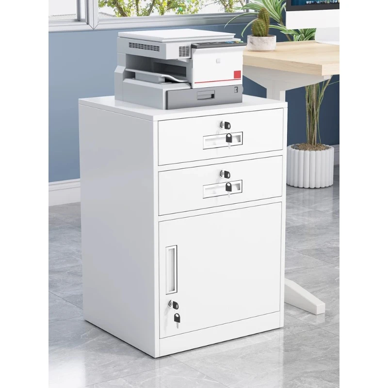 加厚文件办公室收纳桌边抽屉矮柜文件铁皮柜储物柜