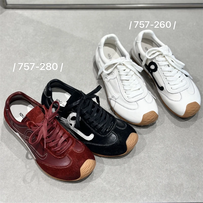 真皮2025春秋季新款时尚不对称大鞋头系带休闲风阿甘鞋德训鞋女潮