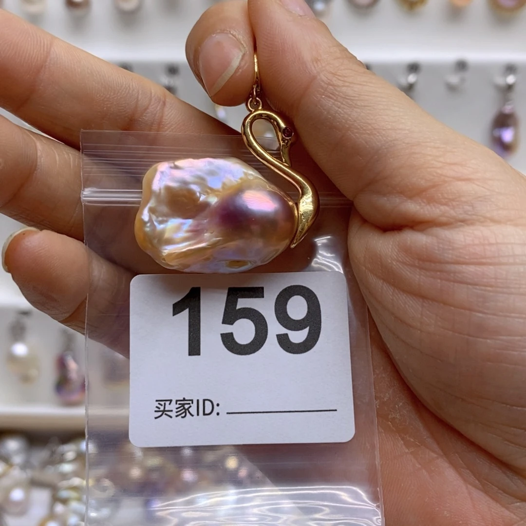 淡水珍珠颈饰银S925镶嵌。*159