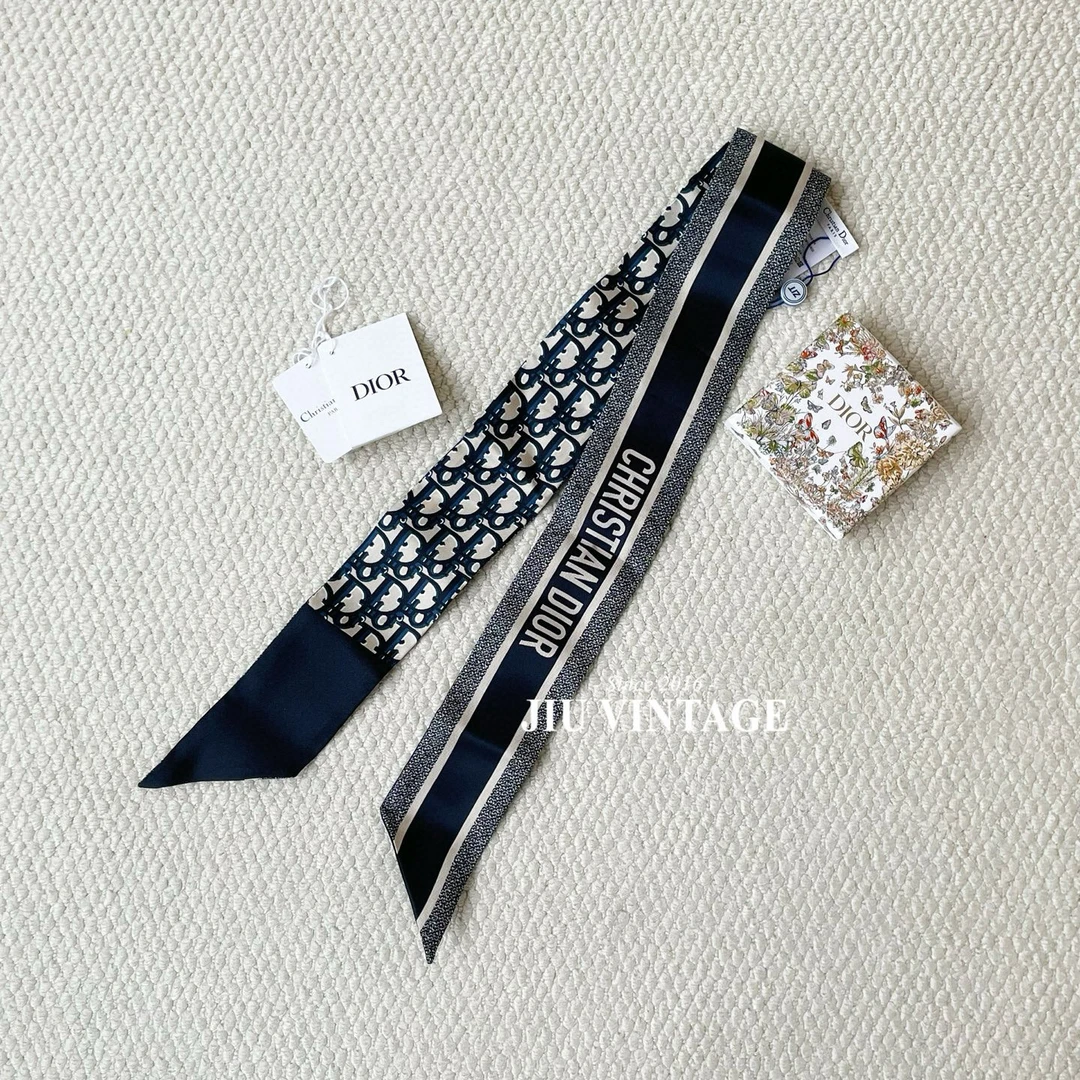 99新 DIOR/迪奥 twilly丝巾老花闲置洗水标盒子CJM15-0420