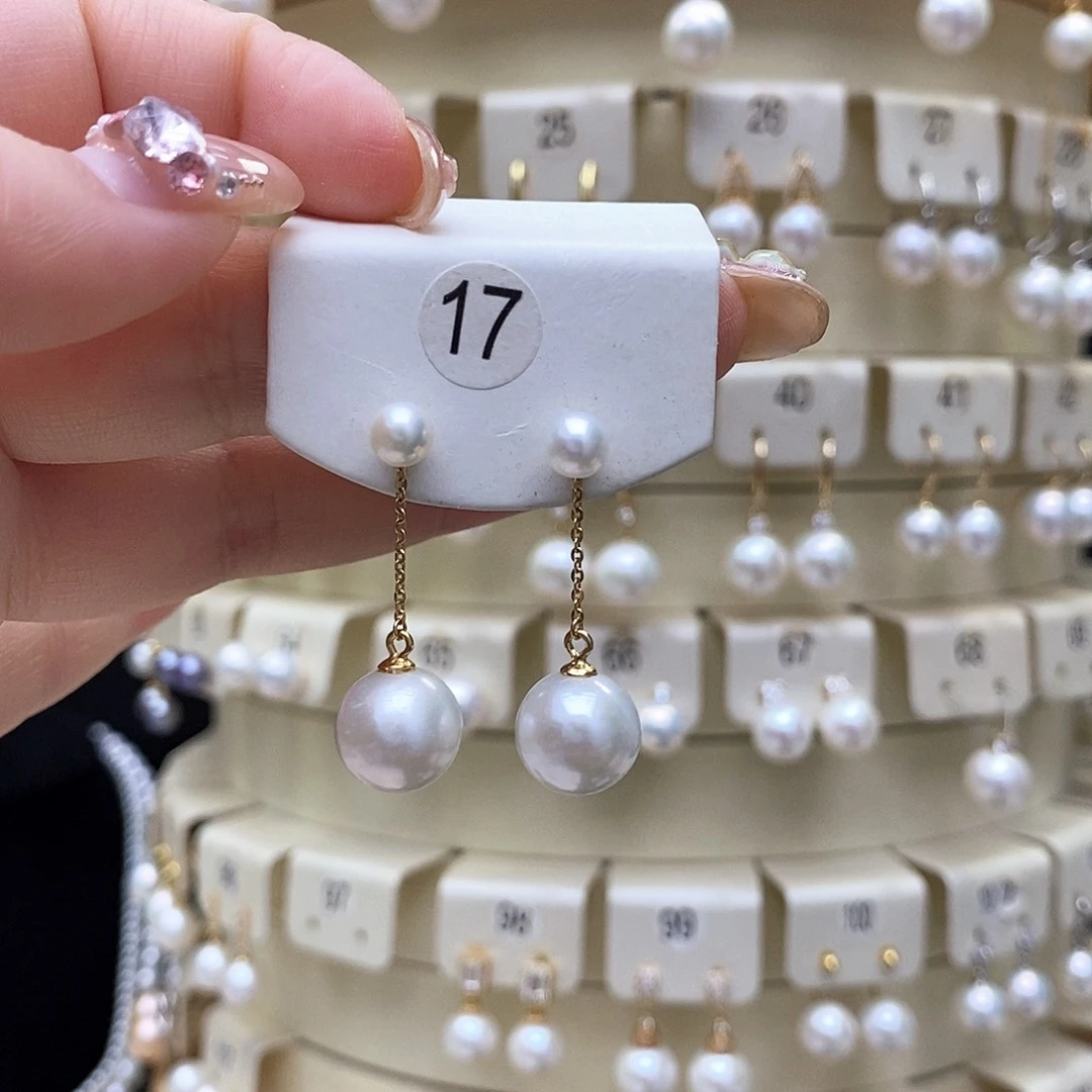 银S925镶嵌耳饰淡水珍珠