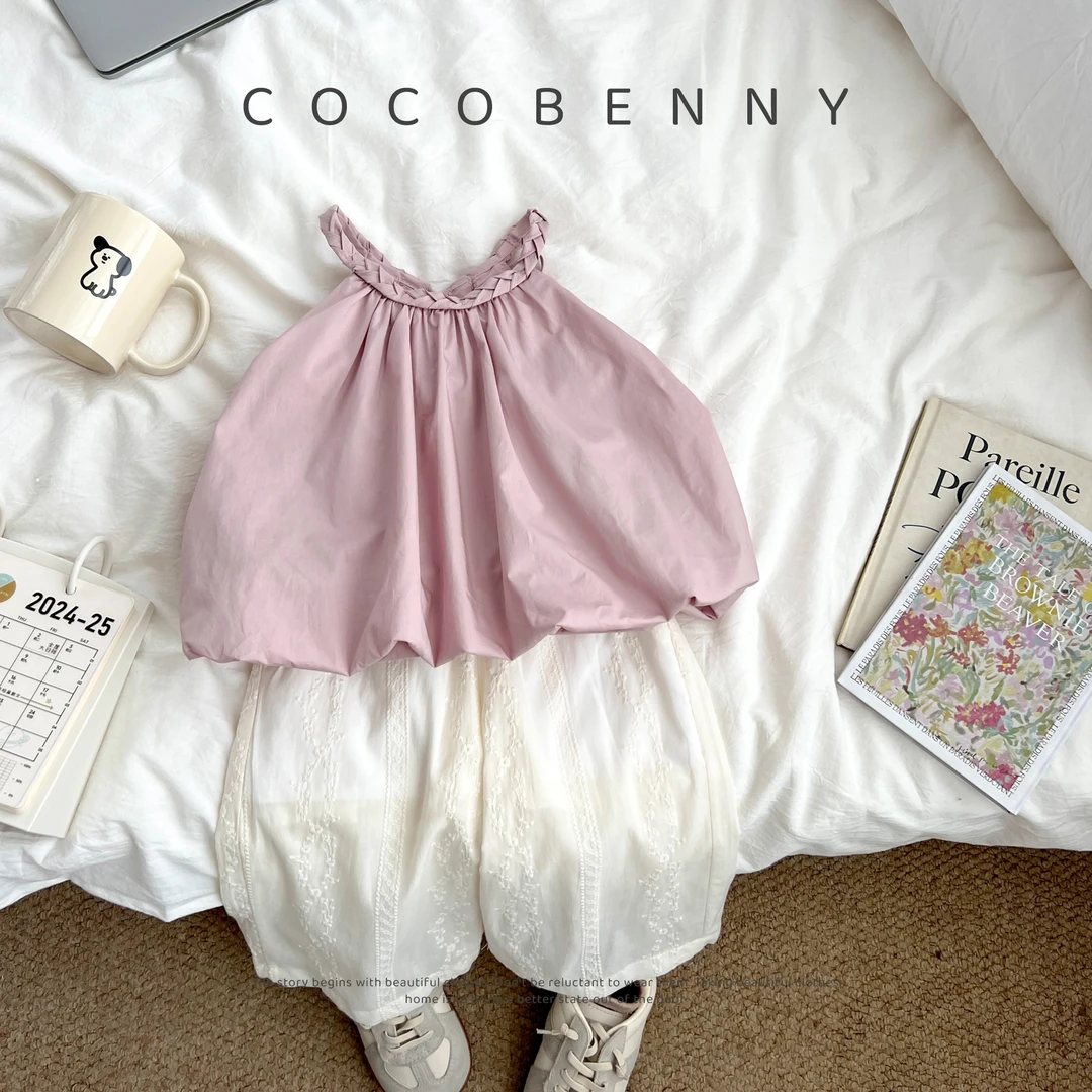 COCOBENNY女童花苞衣两件套夏季儿童洋气女宝宝七分裤套装251579