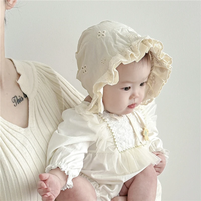 婴幼儿胎帽韩版宽檐ins平檐新生儿帽子春秋季女宝宝甜美薄款宝宝