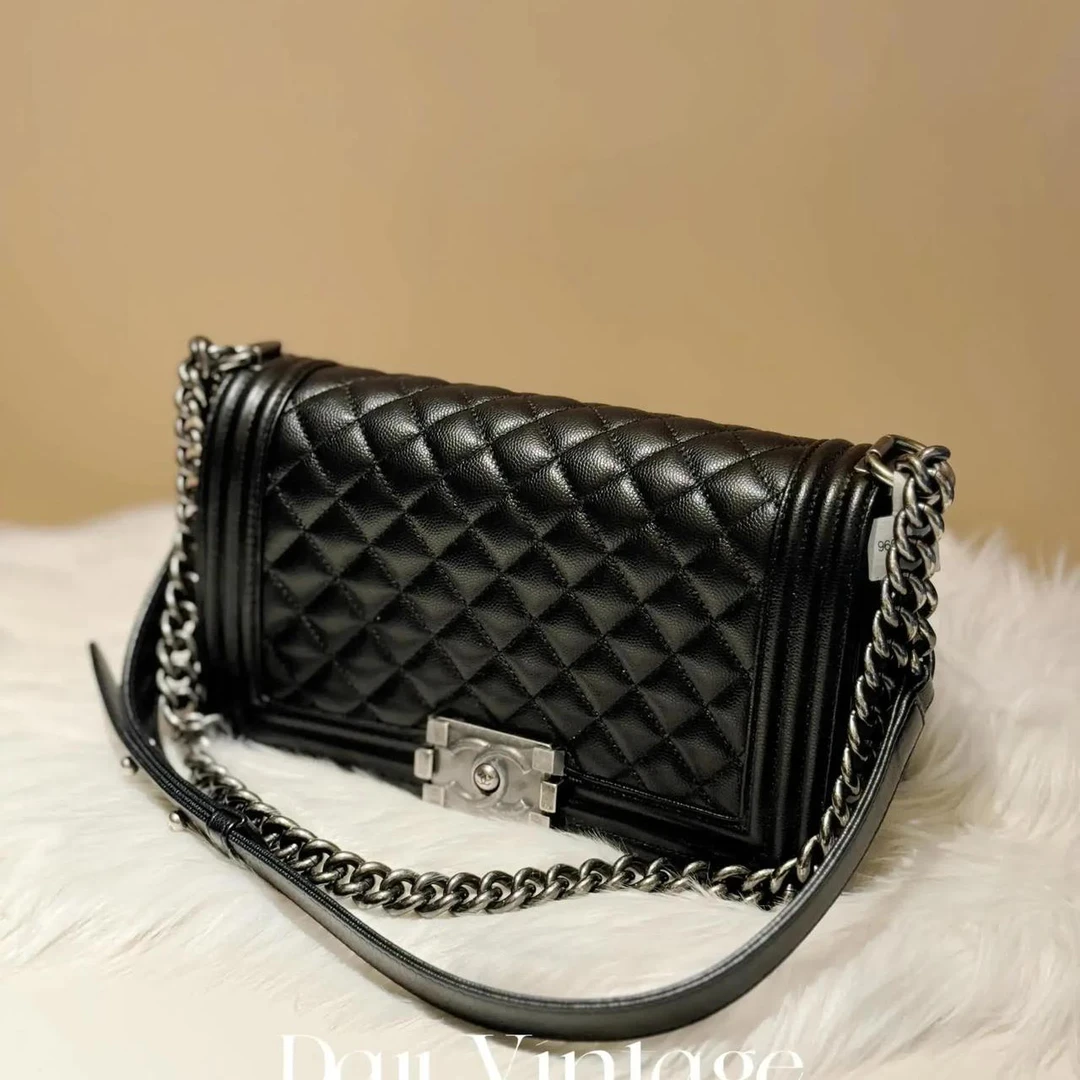 99新 Chanel/香奈儿 大吉中古/Chanel香奈儿黑银leboy中号单肩包