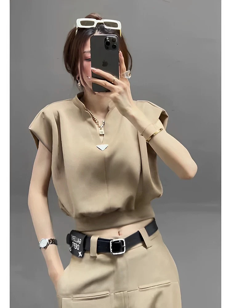 【FT002】上衣女士气质套装休闲百搭纯色简约西装时尚时尚套装无袖