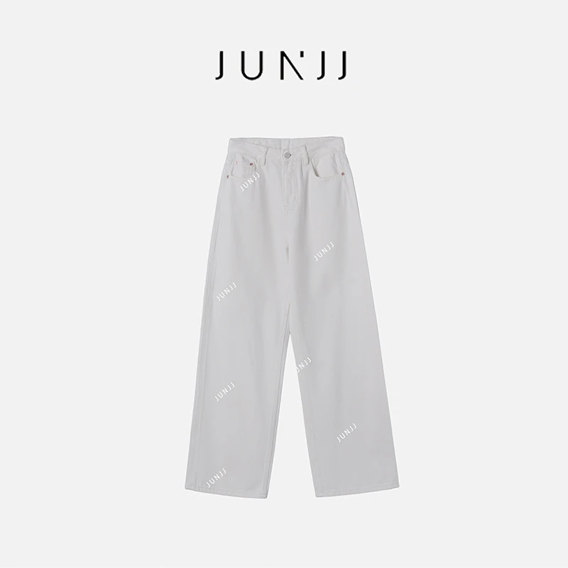 JUNJJ【果冻牛仔裤】棉籽白牛仔裤新款显瘦水洗复古白色休闲裤女