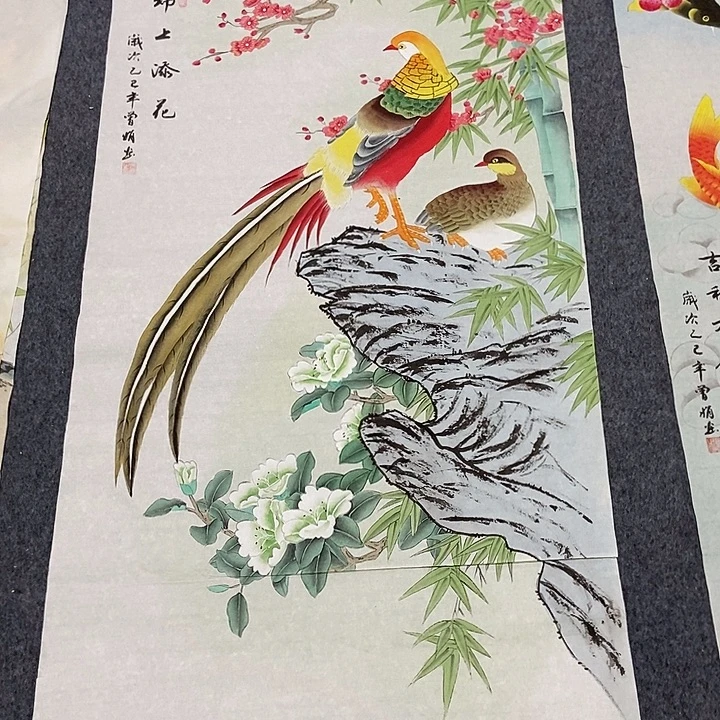国画四尺工笔花鸟一副