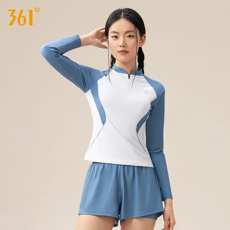 361°泳衣女款分体防晒保守遮肉微胖大码平角泡温泉游泳衣运动泳装