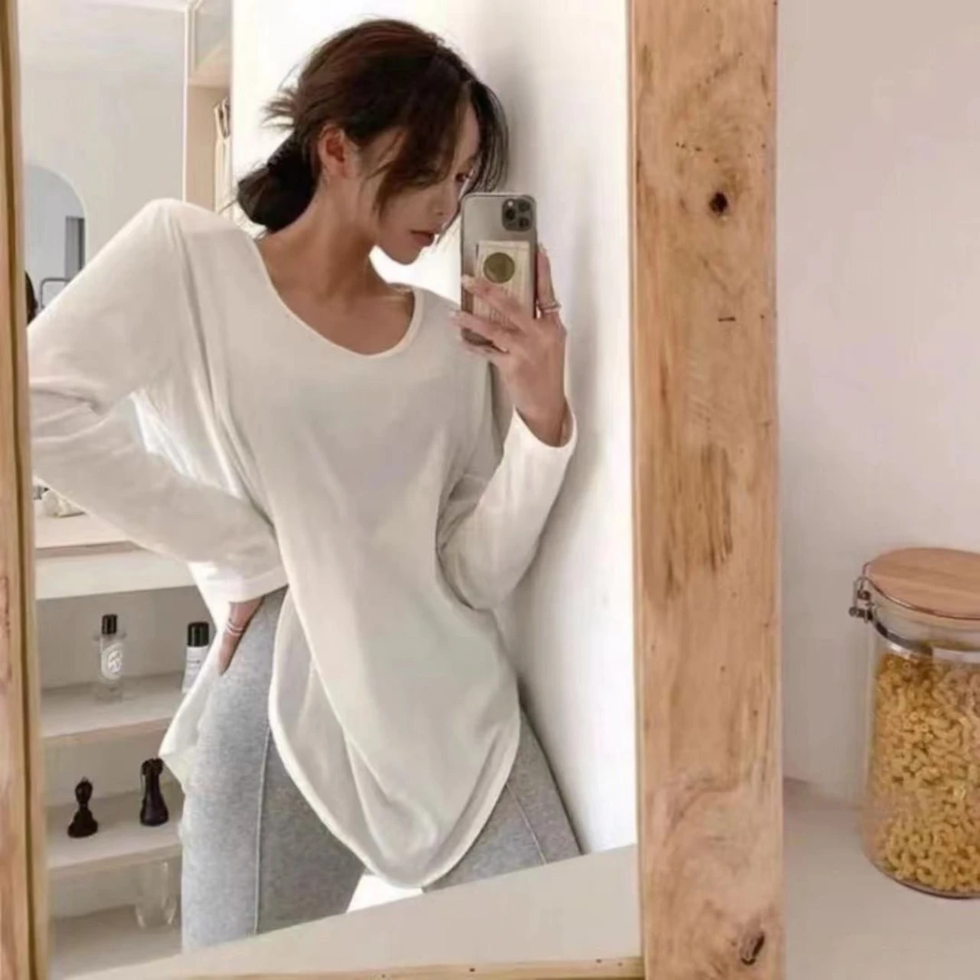 徐秋阳 内搭王 叠穿神器大U领长袖T恤2009