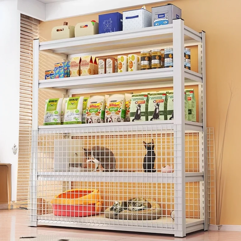 简易狗笼猫笼猫砂盆可拆卸上方置物架多层猫粮宠物用品落地收纳架