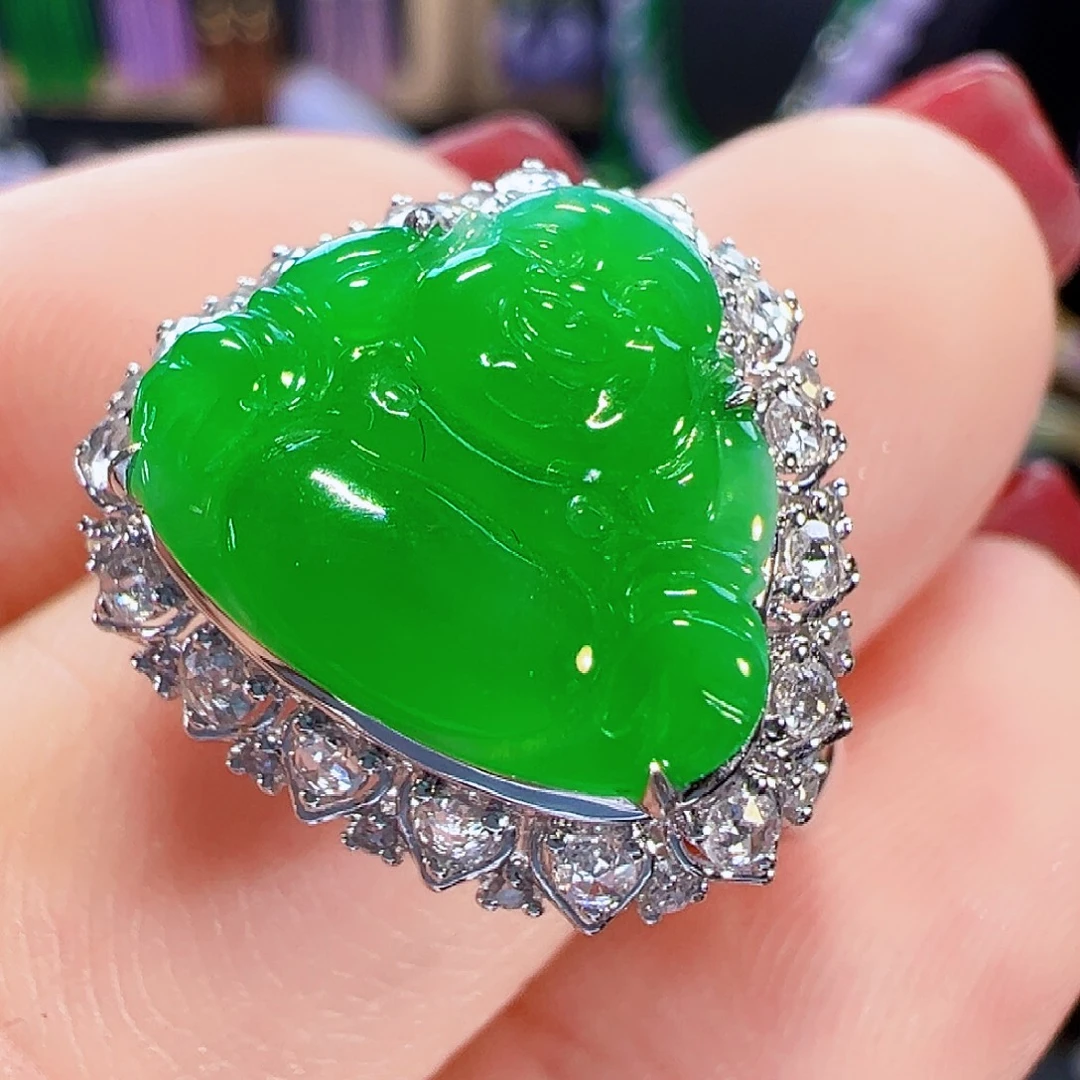 翡翠18K金镶嵌戒圈签收后24小时鉴赏期