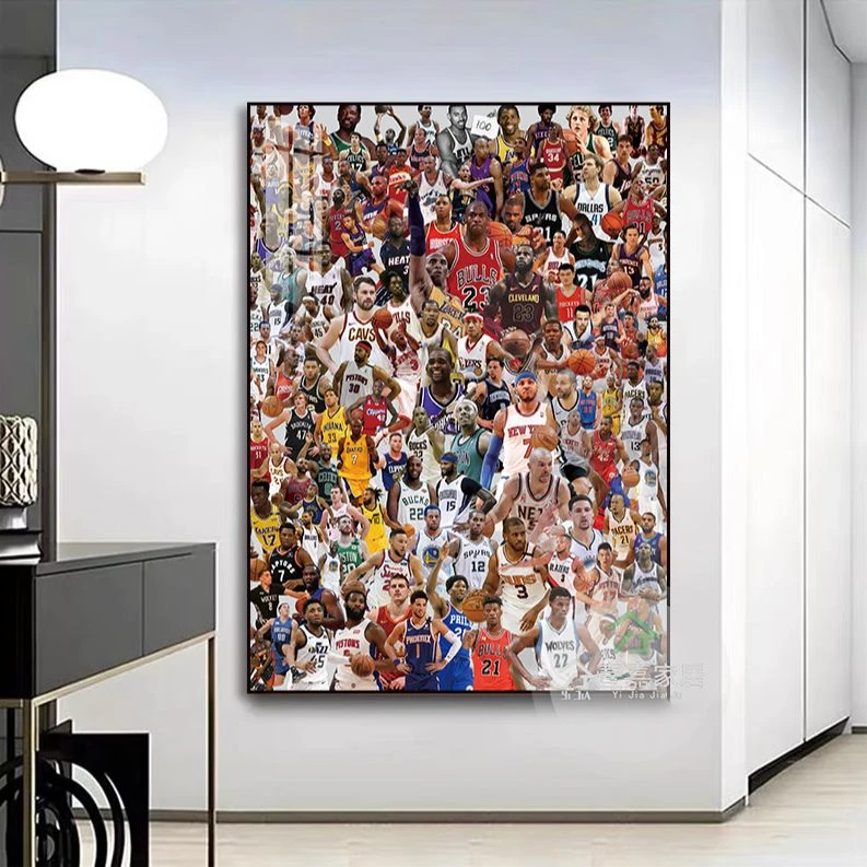 NBA全明星海报壁画乔丹詹姆斯科比篮球挂画卧室宿舍体彩店装饰画