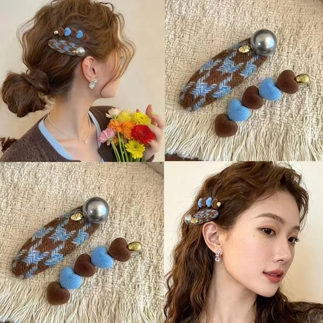 高级感发夹女爱心撞色侧边夹前额一字发卡碎发刘海夹2025新款头饰