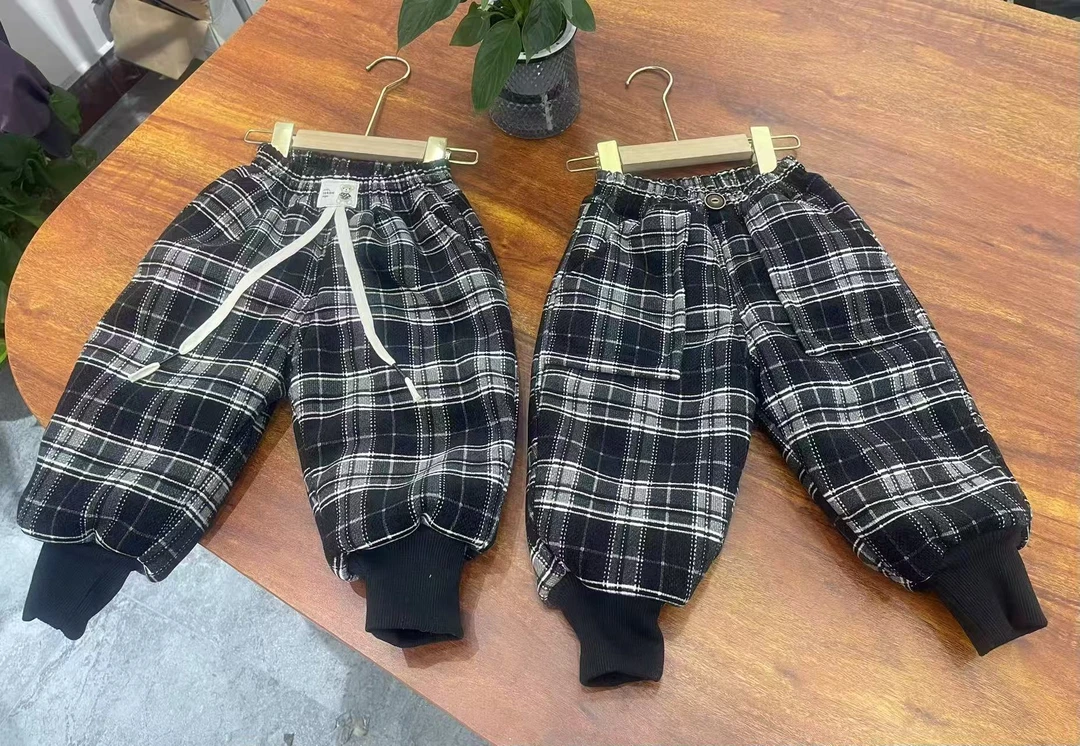 儿童冬季加厚格子裤 cs一件过冬棉裤