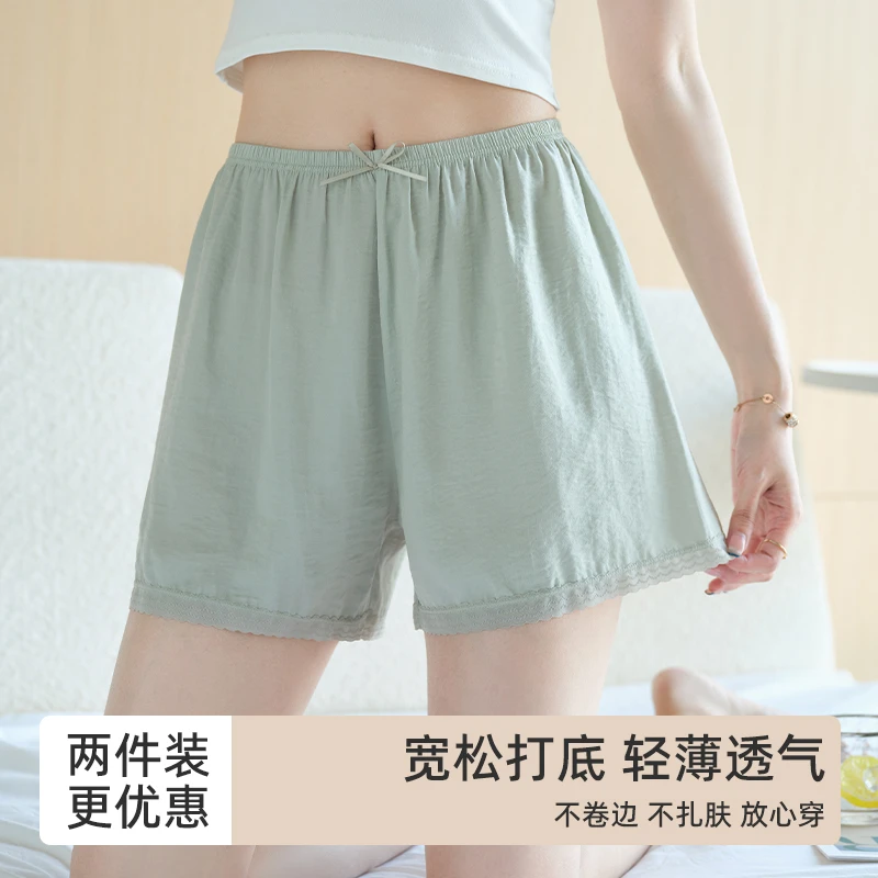 蕾丝宽松安全裤女防走光不卷边夏季薄款无痕居家保险三分打底短裤