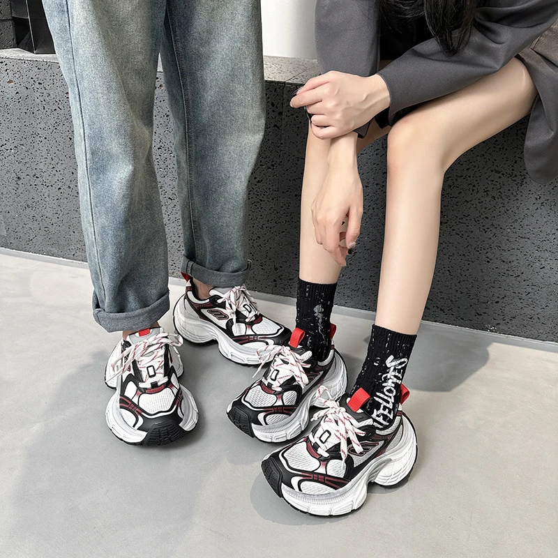 【巴家10XL厚底男女同款老爹鞋】秋季新款情侣轻便防滑休闲运动鞋