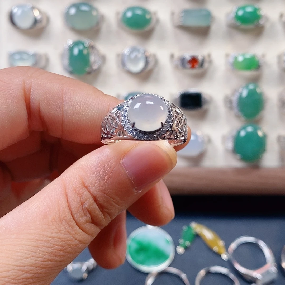 翡翠银S925镶嵌戒指