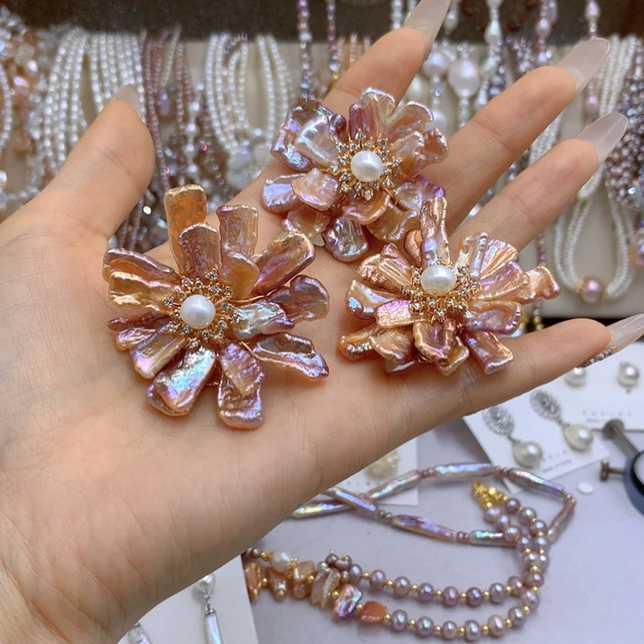 淡水珍珠耳饰银S925镶嵌