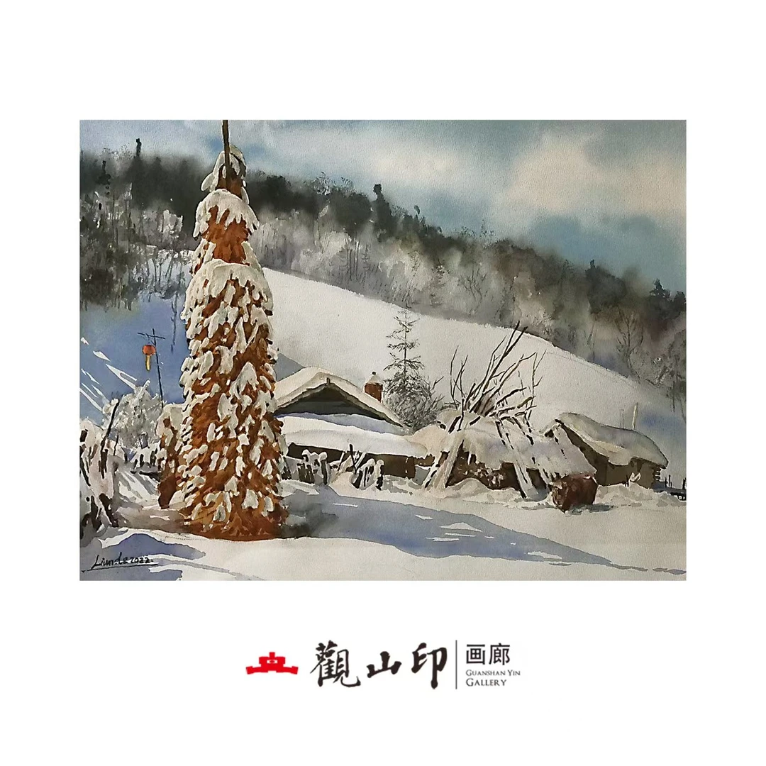 Z原创手绘风景水彩画52.8x74.8cm作品1404