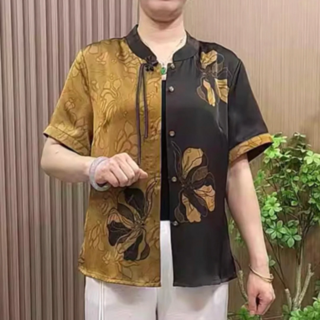 夏季新款新中式洋气时尚国风妈妈装上衣