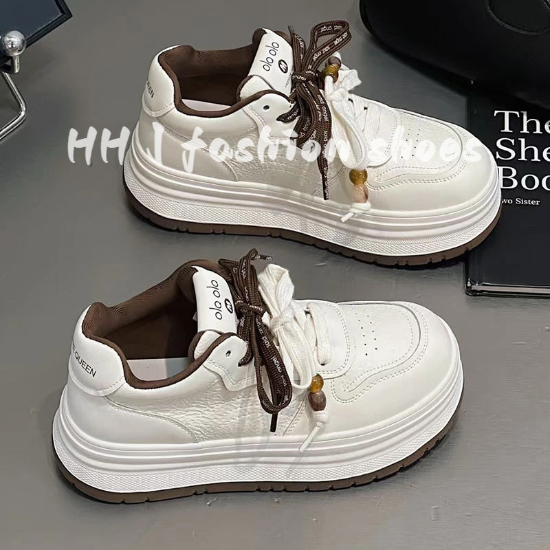 真皮高帮小白鞋女2025秋冬新款百搭超火厚底松糕校园运动休闲板鞋