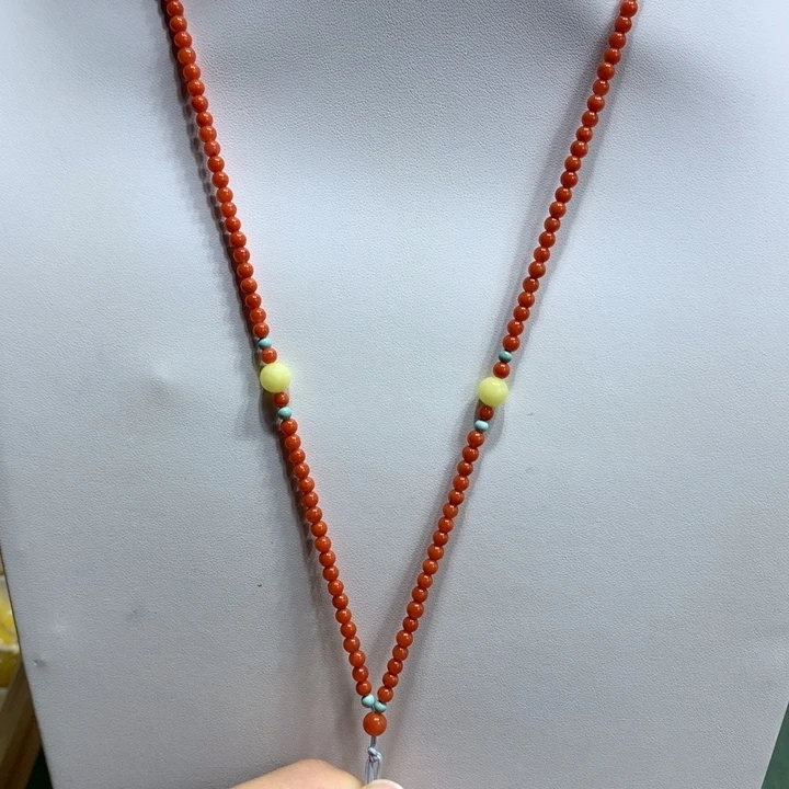 南红玛瑙未镶嵌颈饰3.8mm